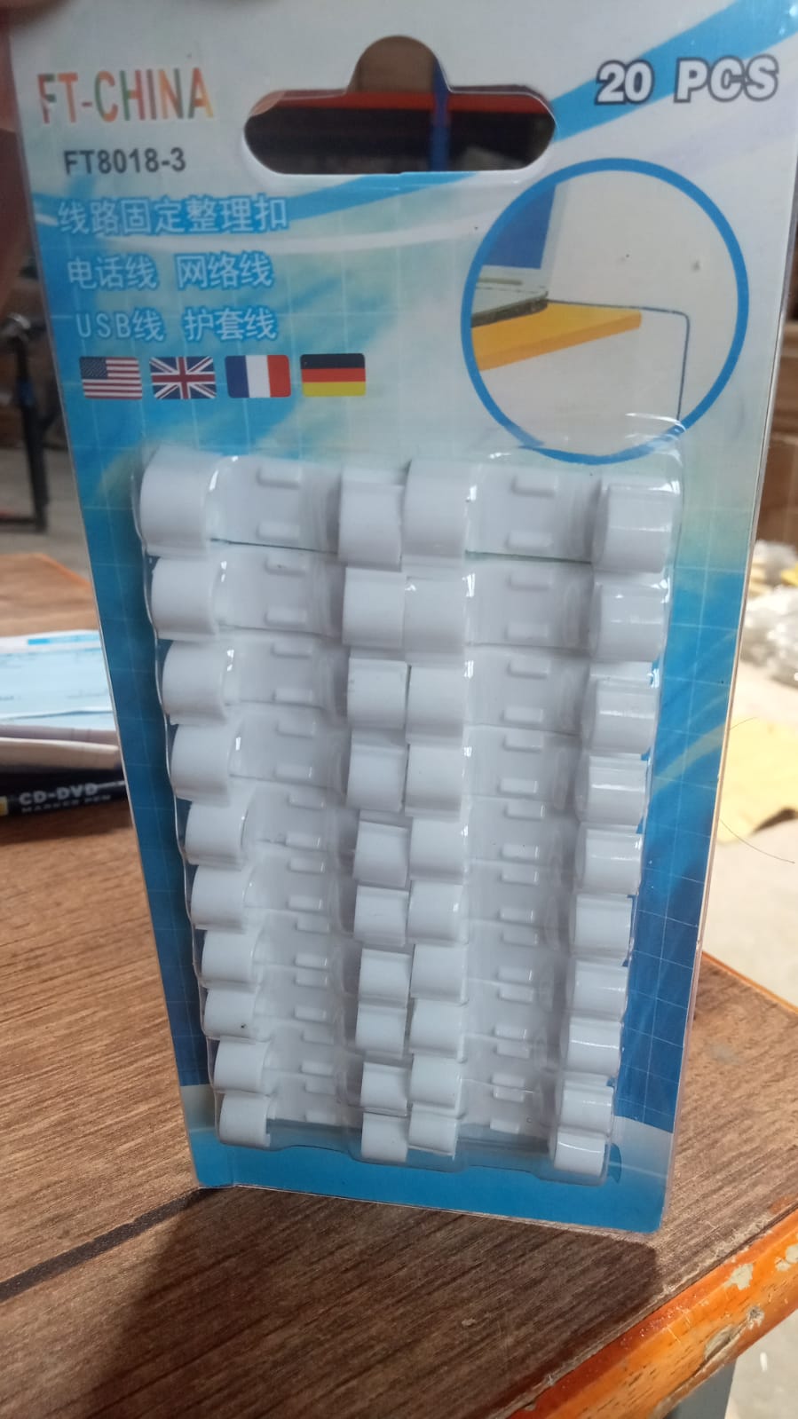 Self Adhesive Cable Clips Wire Manage Holder Sticky Mount-Round Plastic Cable Cord - Pack of 20