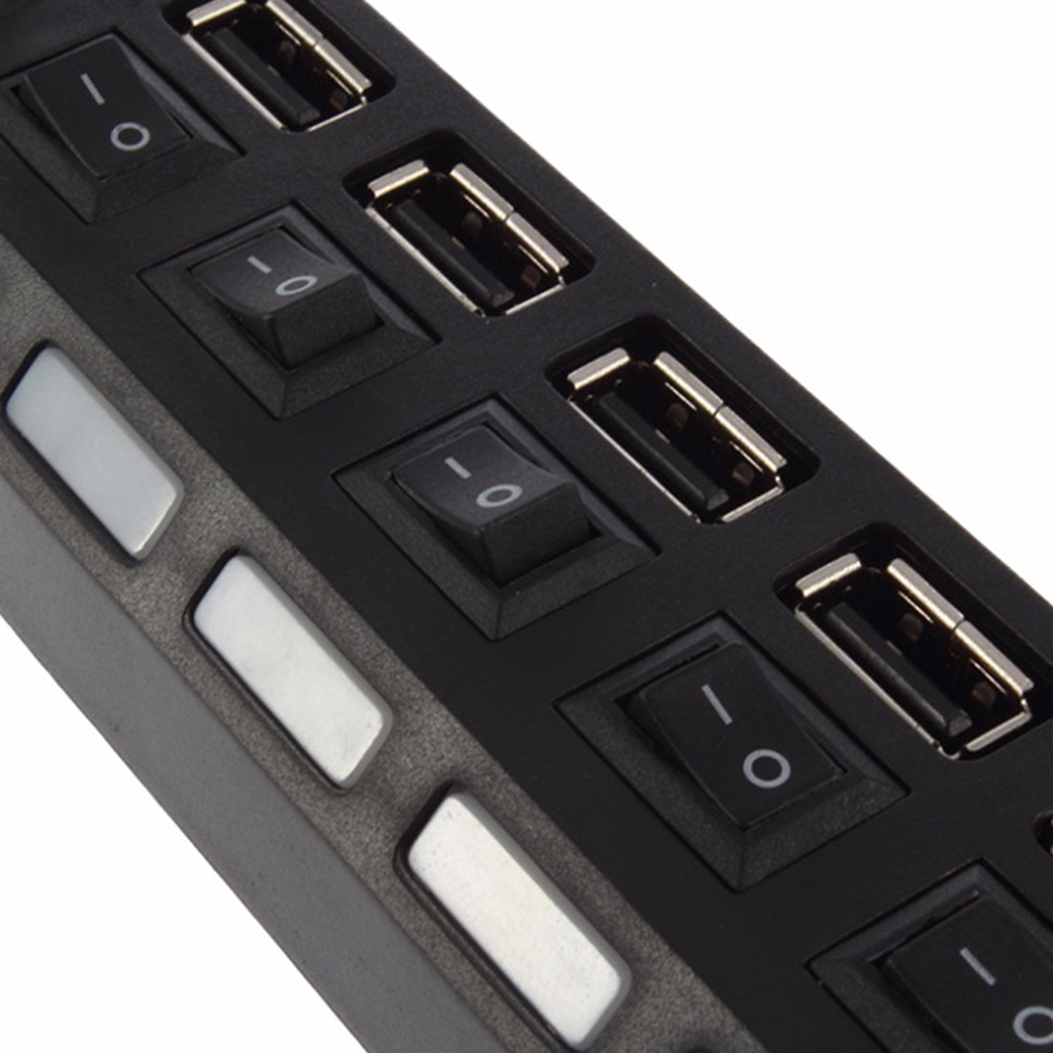 USB Splitter Multi Port USB 2.0 Hub, 7 Port with Independent On/Off Switch and LED Indicators USB A Port Data Hub, Suitable for PC Computer Keyboard Laptop Mobile HDD, Flash Drive Etc
