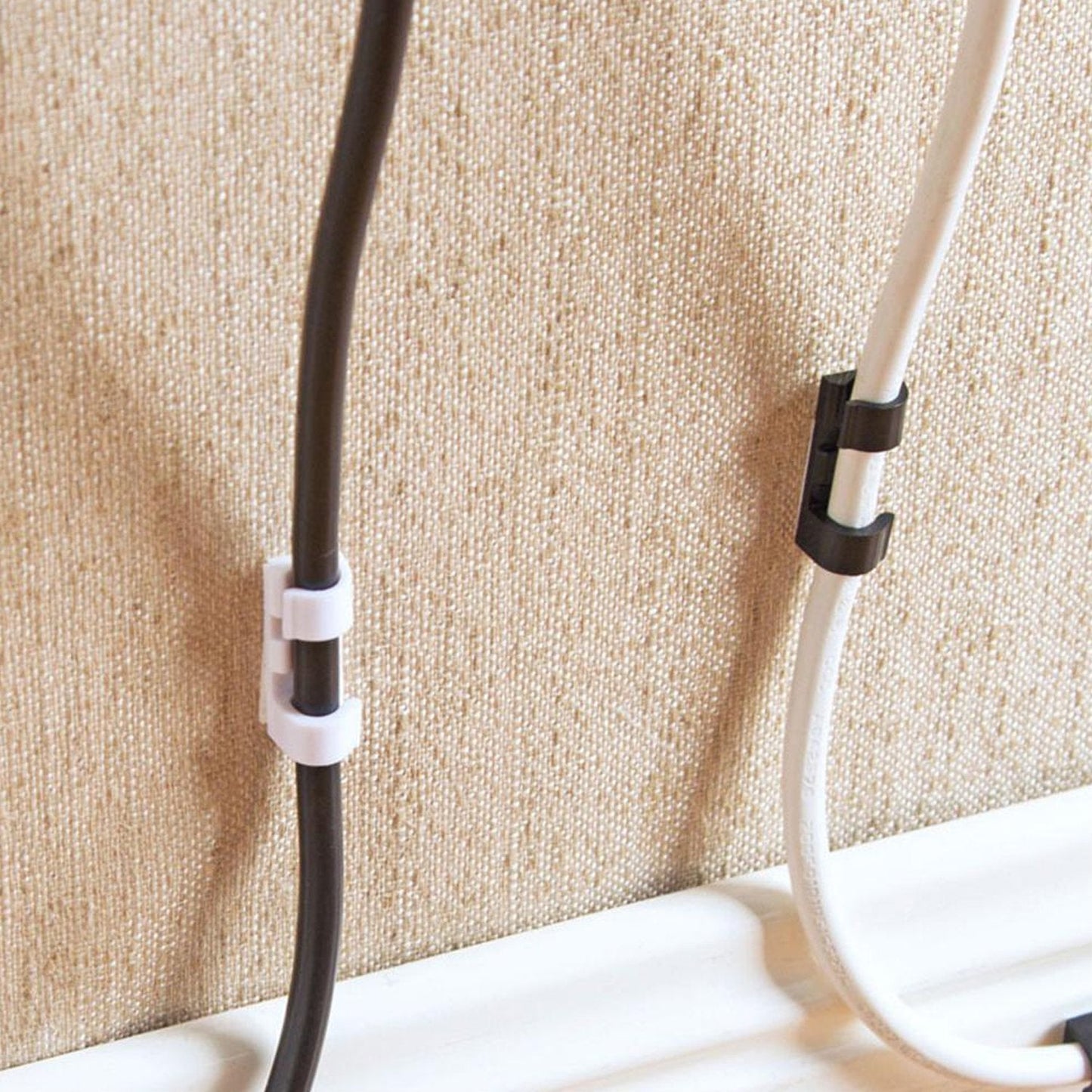 Self Adhesive Cable Clips Wire Manage Holder Sticky Mount-Round Plastic Cable Cord - Pack of 20