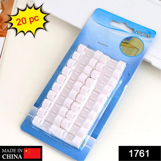 Self Adhesive Cable Clips Wire Manage Holder Sticky Mount-Round Plastic Cable Cord - Pack of 20